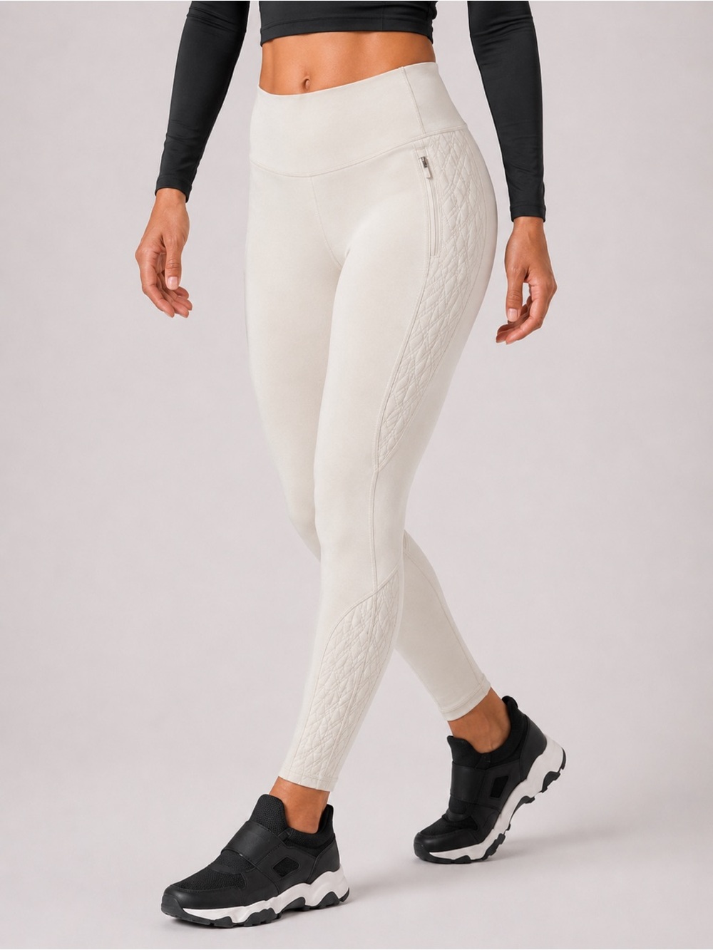 Athleta Women S Fleece Lined Leggings Peak Hybrid Tight Taupe Hiking Running